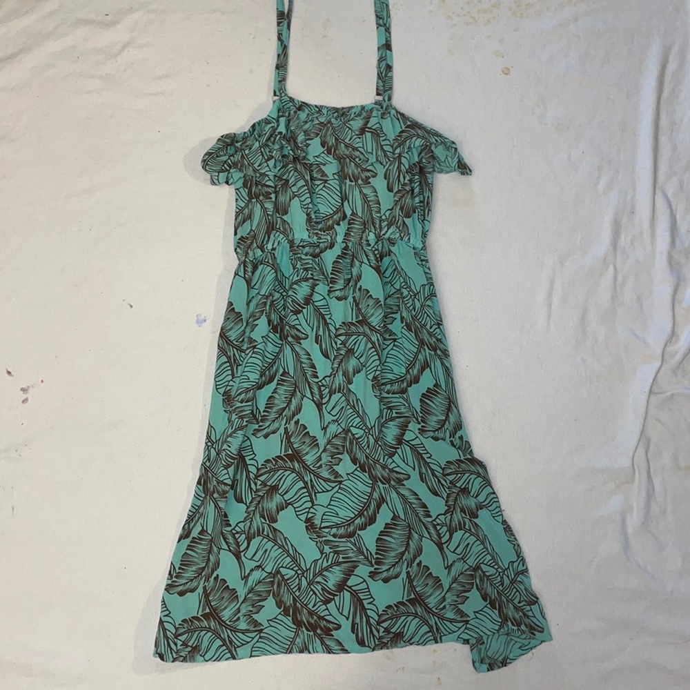 hula bay teal and brown dress
